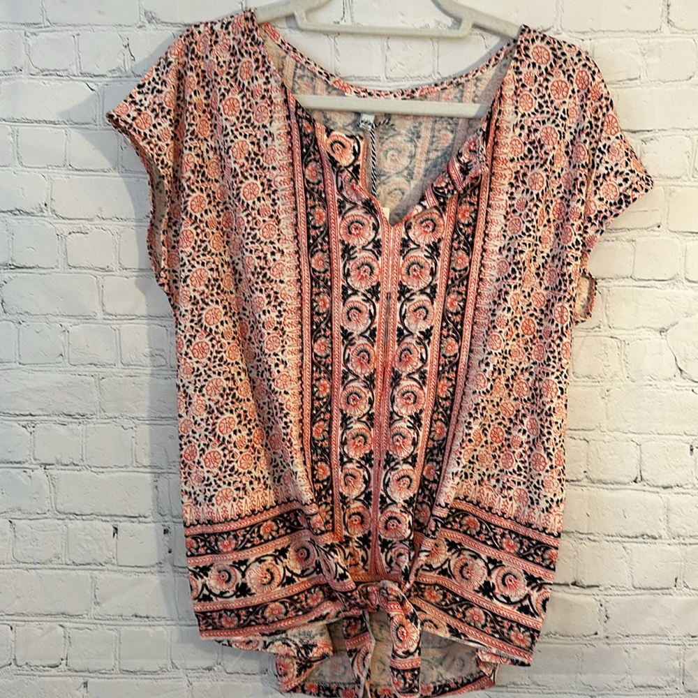 Lucky Brand Pink and Black Short Sleeve Top NWT